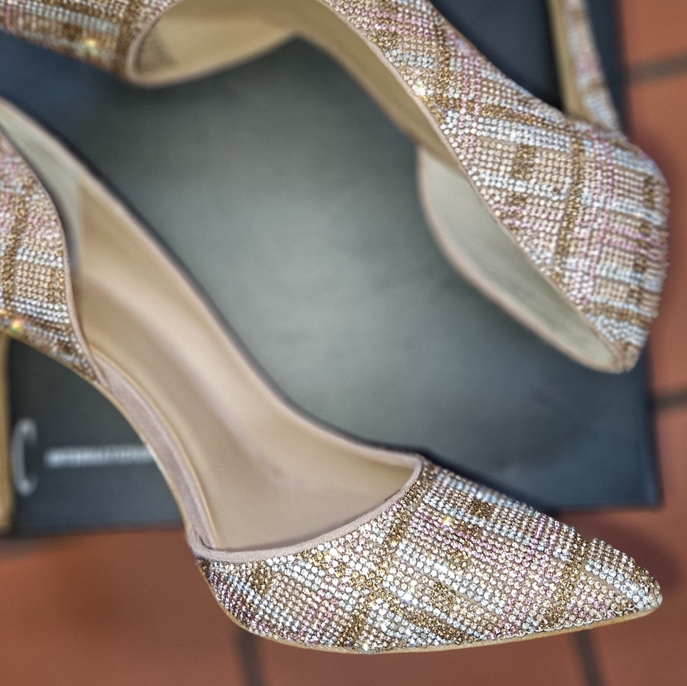 INC Rhinestone Plaid Heels - Picture 2 of 7